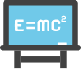 Icon of a chalkboard with e=mc2 equation